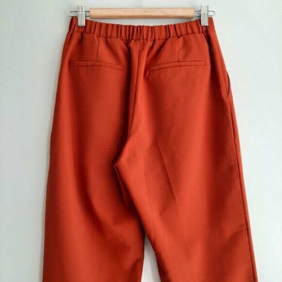 FOREVER 21 High Rise Crop Pleated Front Pull-on Dress Pants Brick Red Sz M - Picture 6 of 8